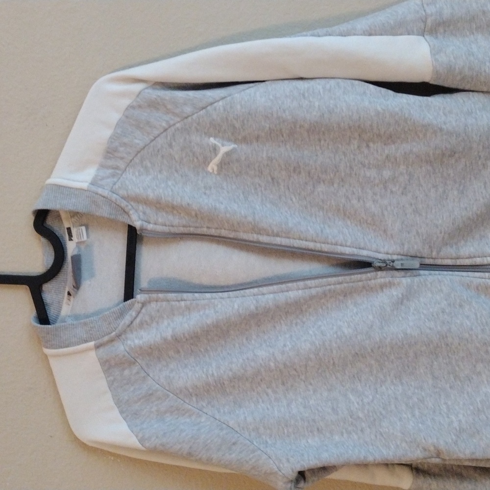 Puma Heather Gray and White Track Jacket